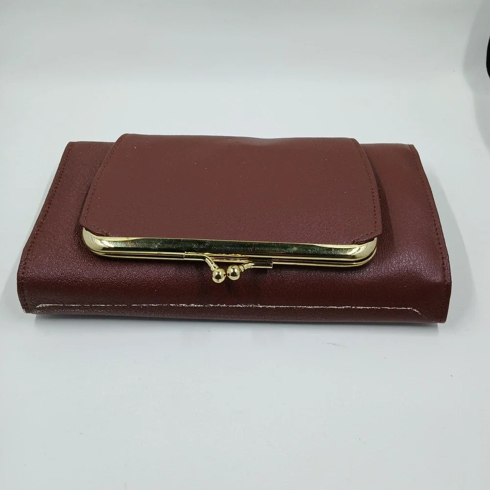 Buxton Leather‎ Wallet Checkclutch Womens One Size Brown CAL-Q Calculator New
